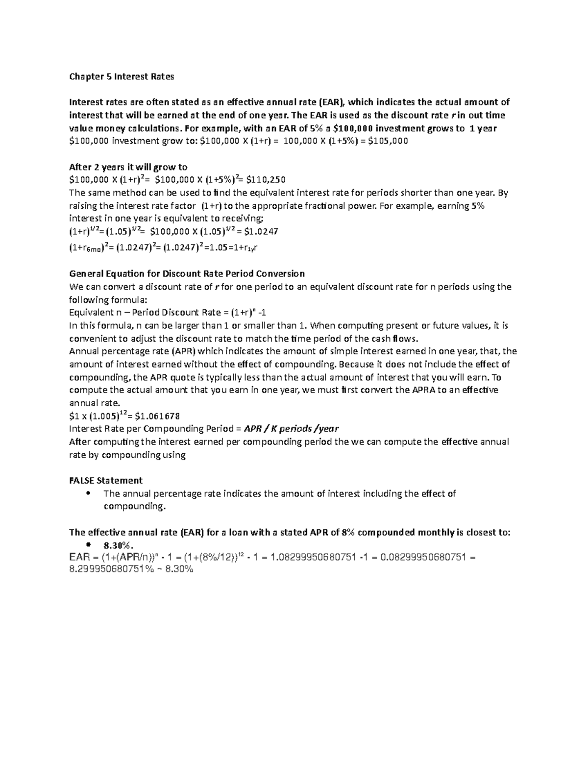 Chapter 5 Interest Rates & Chapter 6 Pearson HW Review Notes - Studocu