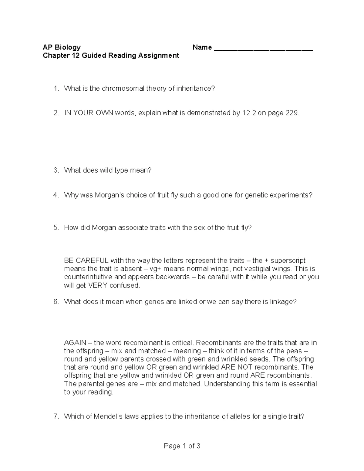 Chapter 11-1 - reading guide - AP Biology Name ...