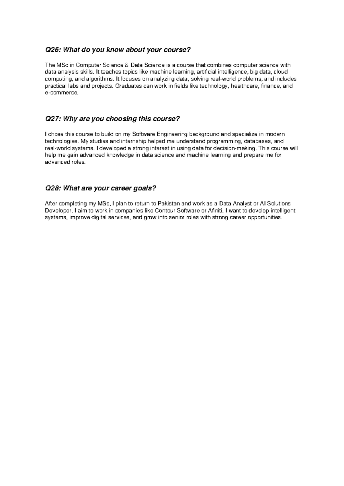 MSc in Computer Science: Data Science Course Overview & Goals - Studocu