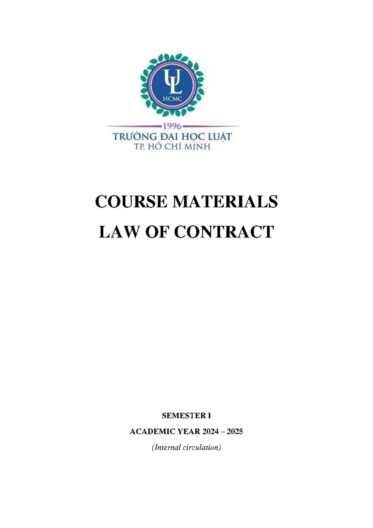 Law of Contract (Course Code: LAW101) - Course Materials & Review 2024 ...