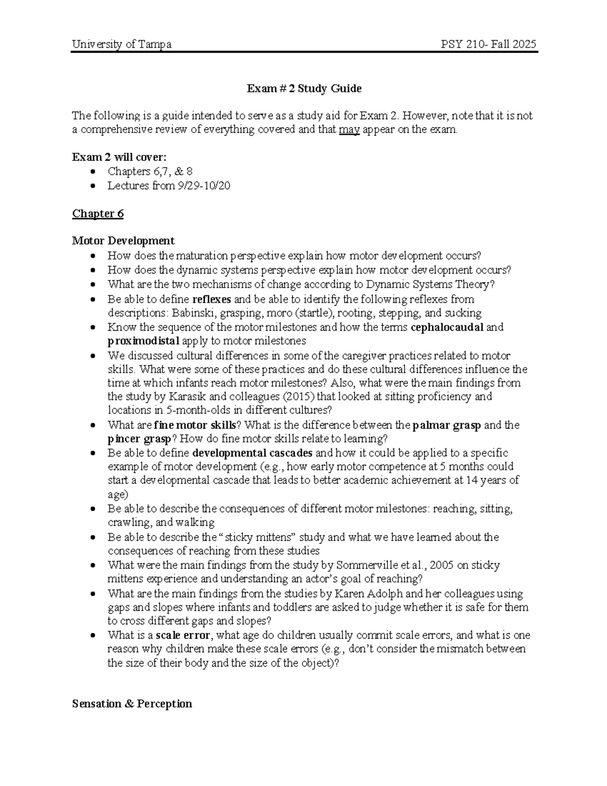 PSY210 Exam 2 Study Guide - Fall 2025 (Final Version) - Studocu