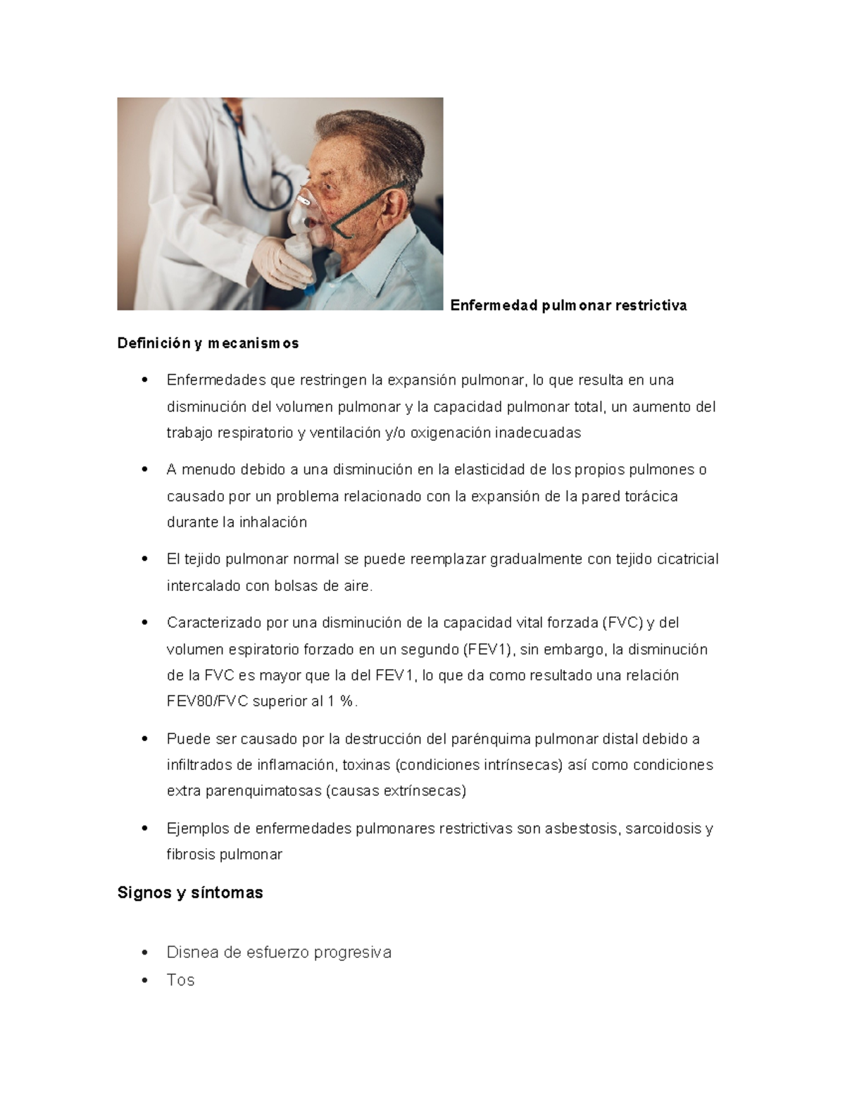 Enfermedad Pulmonar Restrictiva: Definición y Mecanismos - Studocu