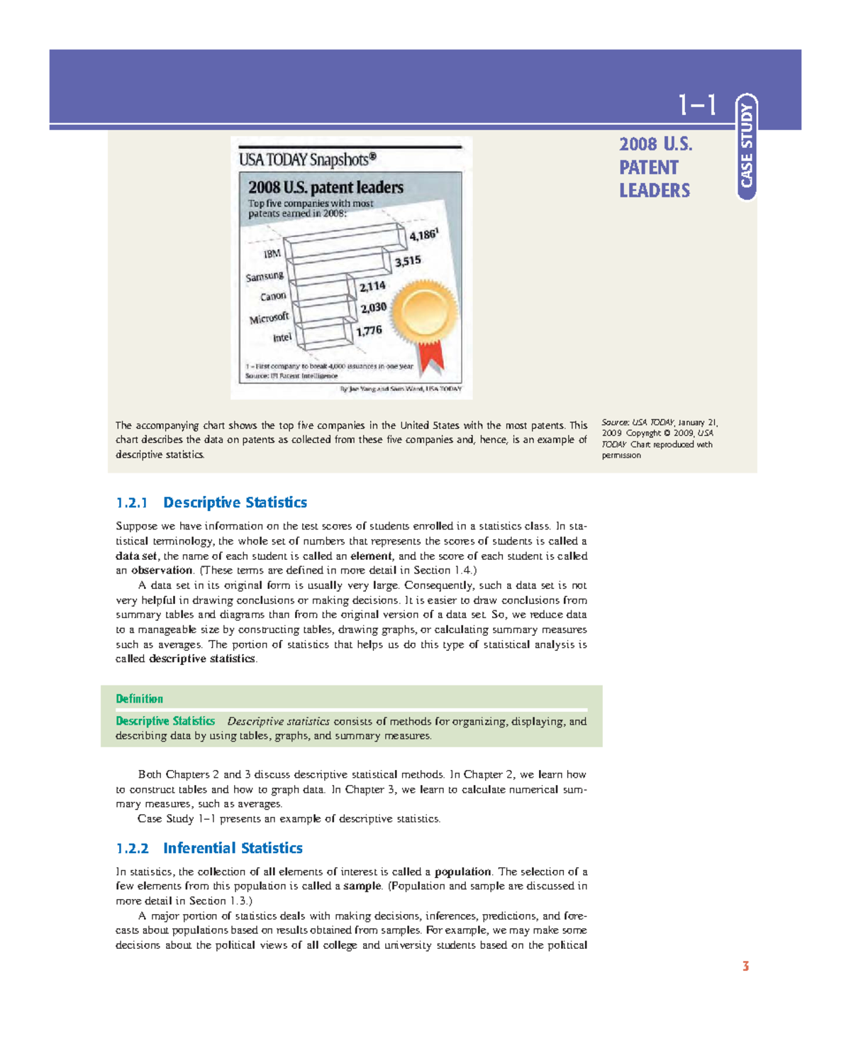 Descriptive Statistics Case Study: U.S. Patent Leaders (Intro Stats 7th ...