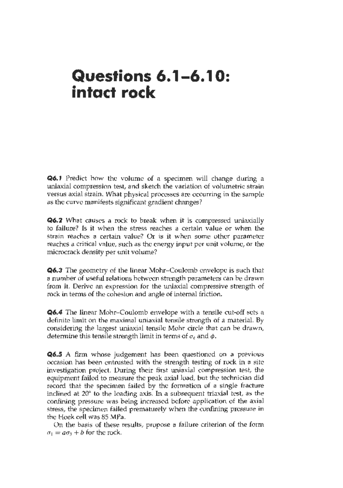 Geokniga: Engineering Rock Mechanics - Uniaxial Compression Test ...