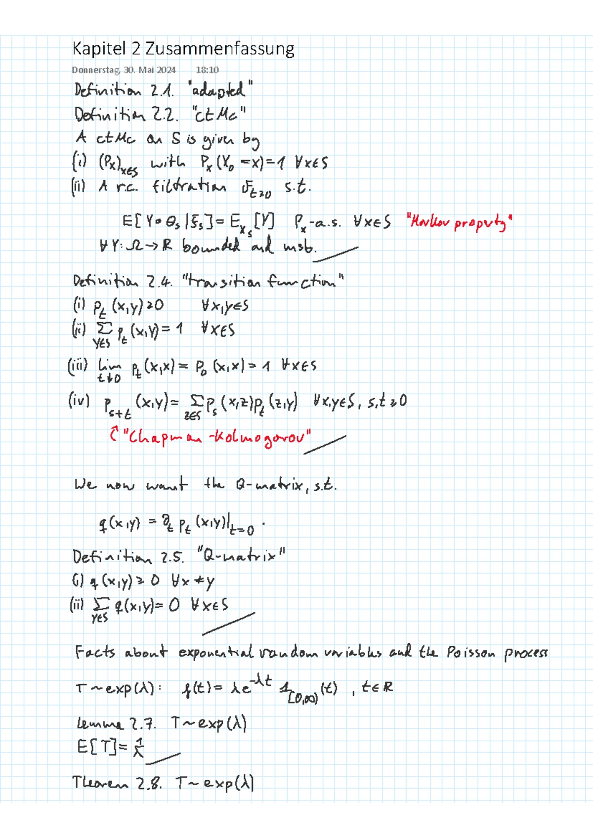 TUM Math 2025: Markov Processes Exercise Solutions Sheet 1 - Studocu
