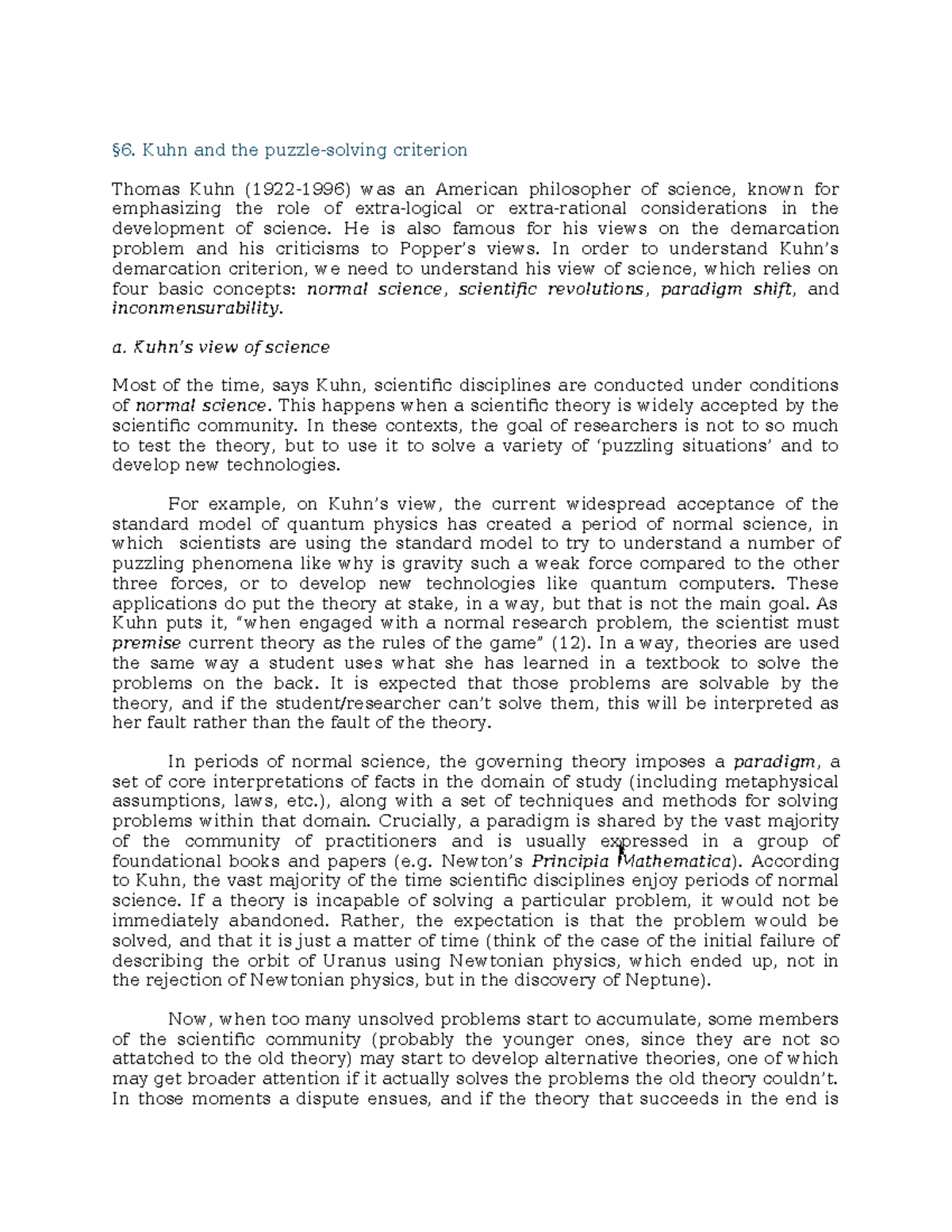 Kuhn's Philosophy of Science: Paradigms and Demarcation Criteria - Studocu