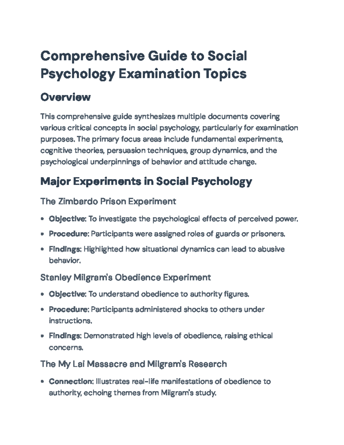 Comprehensive Guide to Social Psychology Exam Topics and Concepts ...