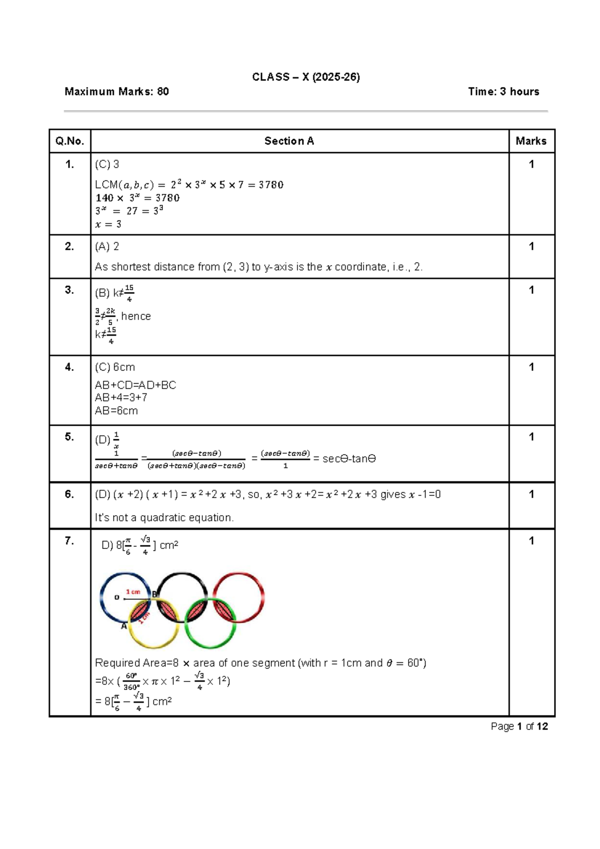 Mathematics Standard Class X Marking Scheme - Code No. 041 - Studocu