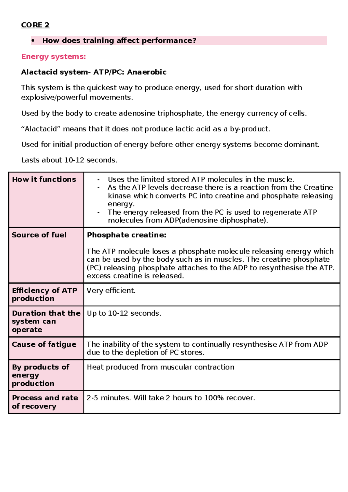 CORE 2: Impact of Training on Performance & Energy Systems Analysis ...