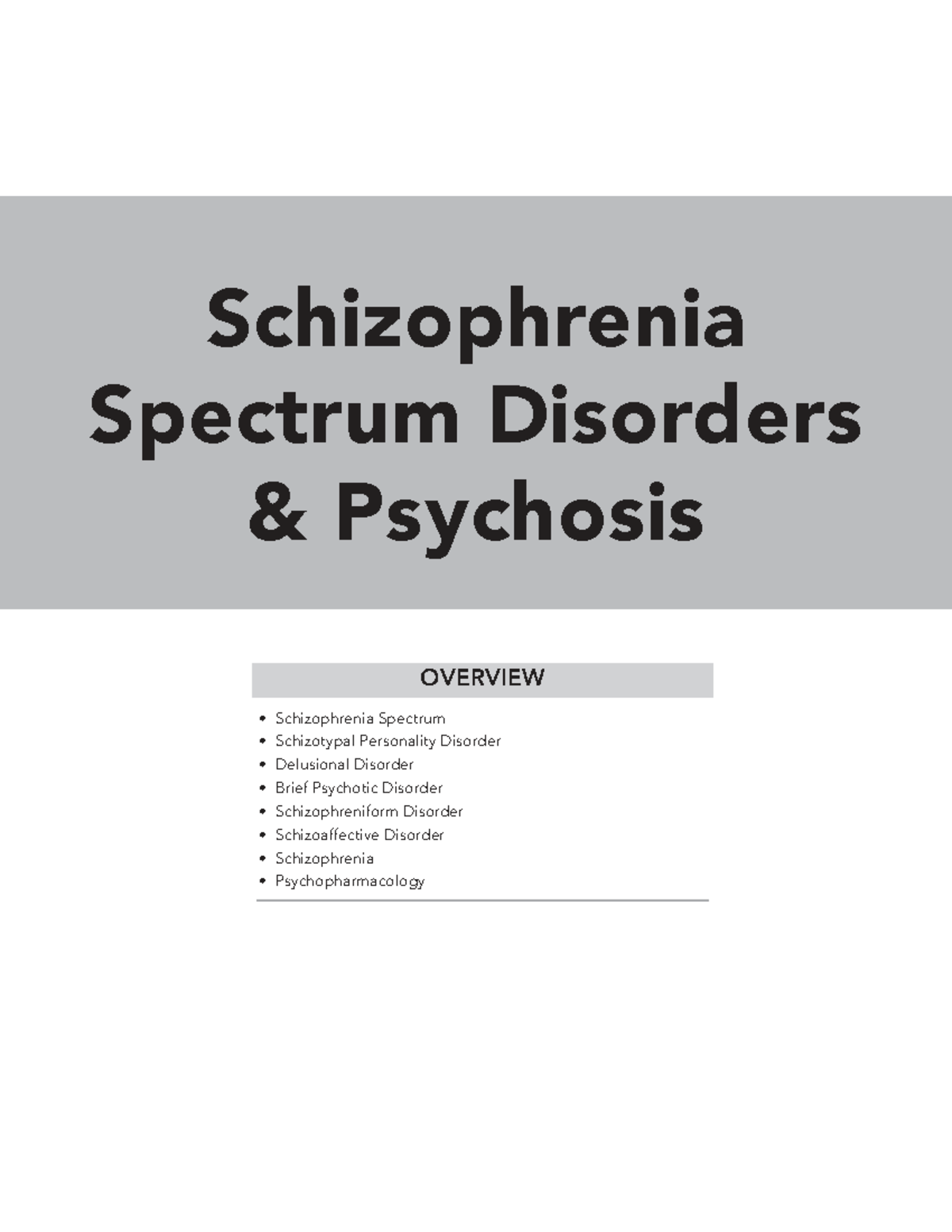 Schizophrenia Spectrum Disorders: Comprehensive Overview & Notes - Studocu