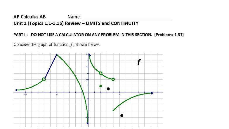 AP Calculus AB: Unit 1 Exam Review on Limits & Continuity - Studocu