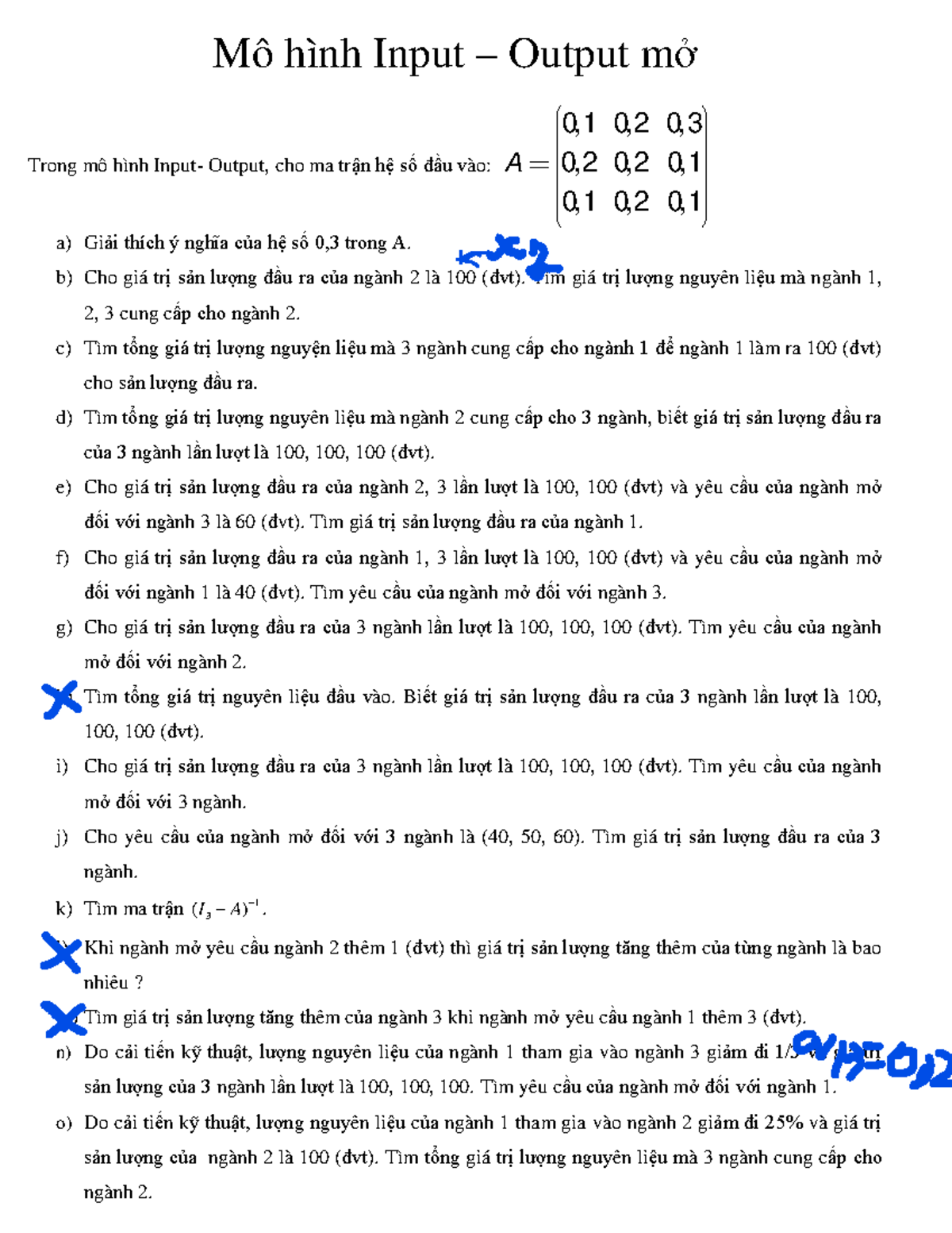 BT Input Output - Mô hình Input – Output mở Trong mô hình Input- Output ...
