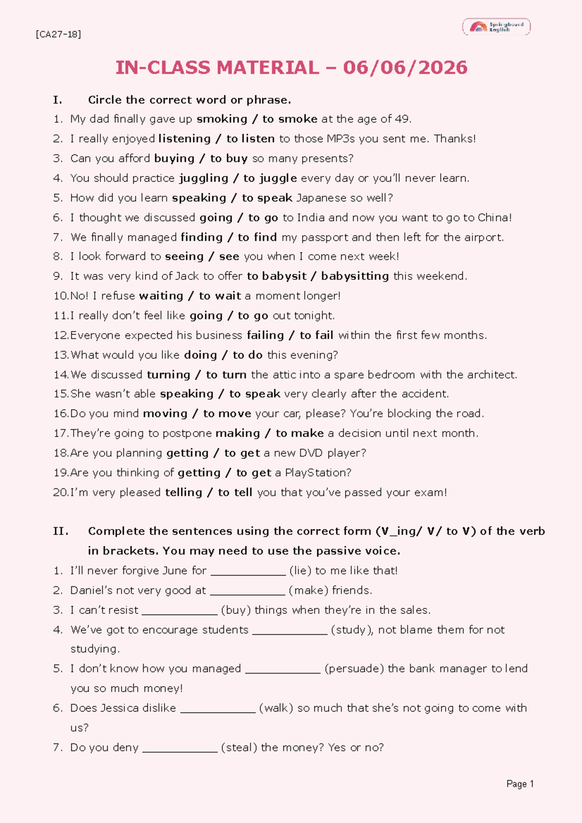 Lesson 09 - 06: Correcting Verb Forms in English - Studocu