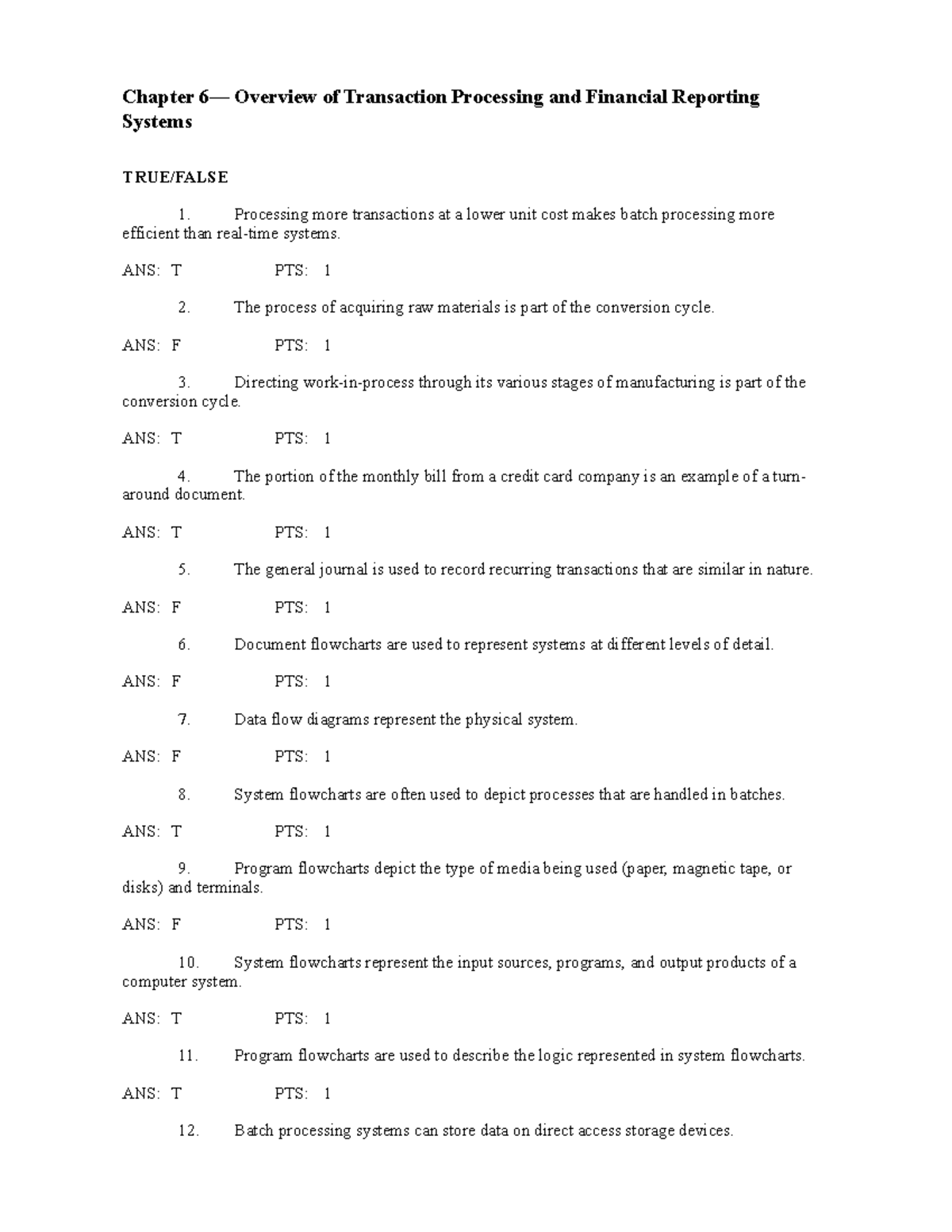 Accounting Information Systems Lecture Notes: Transaction Processing ...