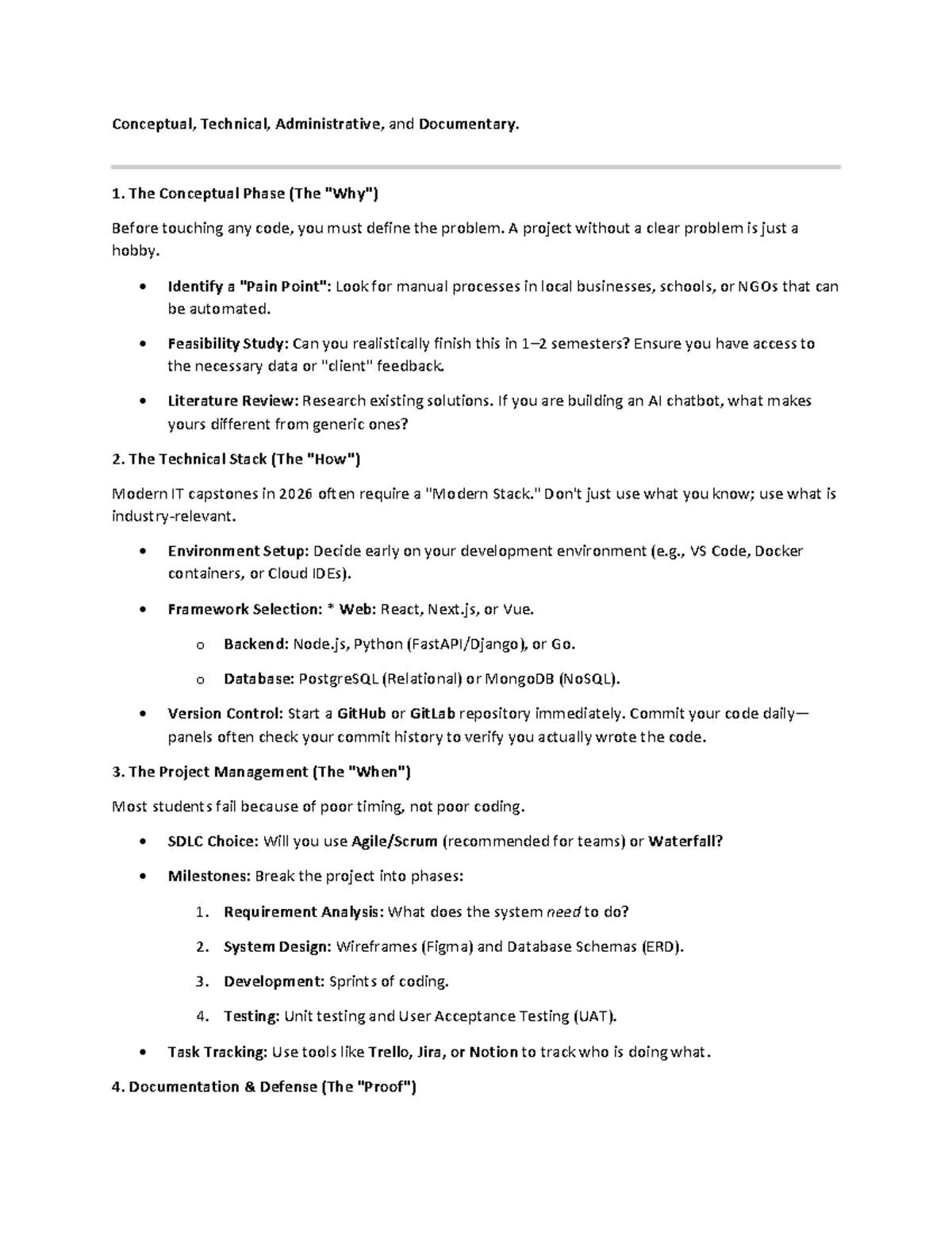 IT Capstone Project Guide: Conceptual to Documentation (2026) - Studocu