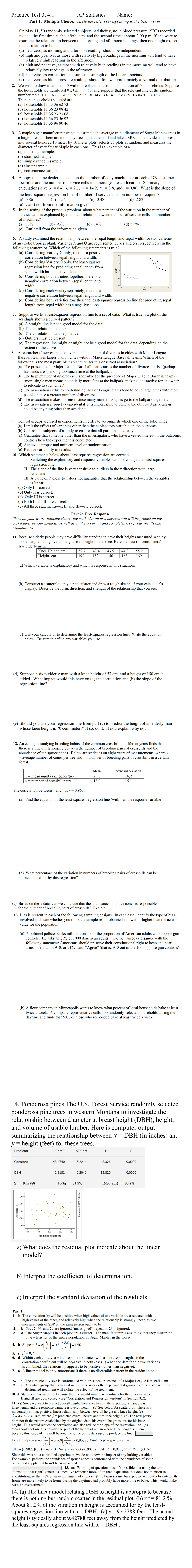 Practice Test 3 & 4 - AP Statistics: Algebra Concepts and Analysis ...