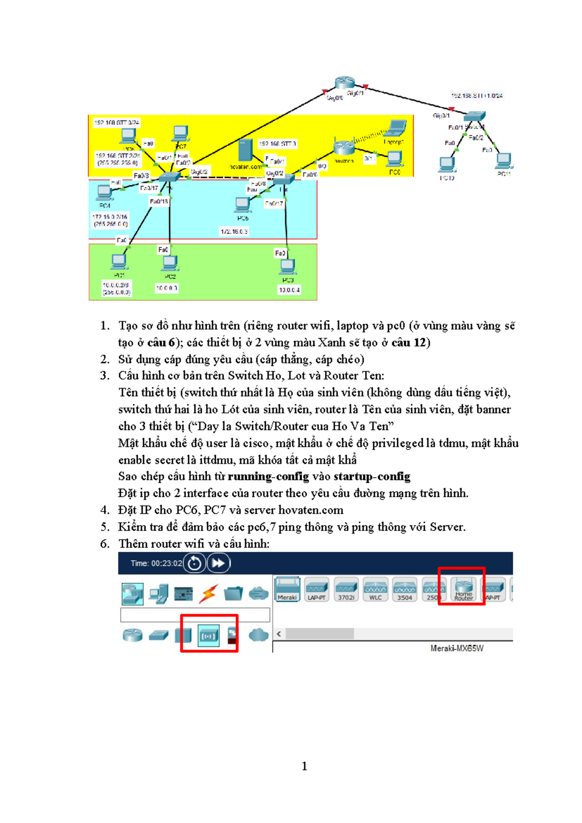 B3. Vlan. Duong truyen vat ly, dong goi, ARP - Tạo sơ đồ như hình trên ...