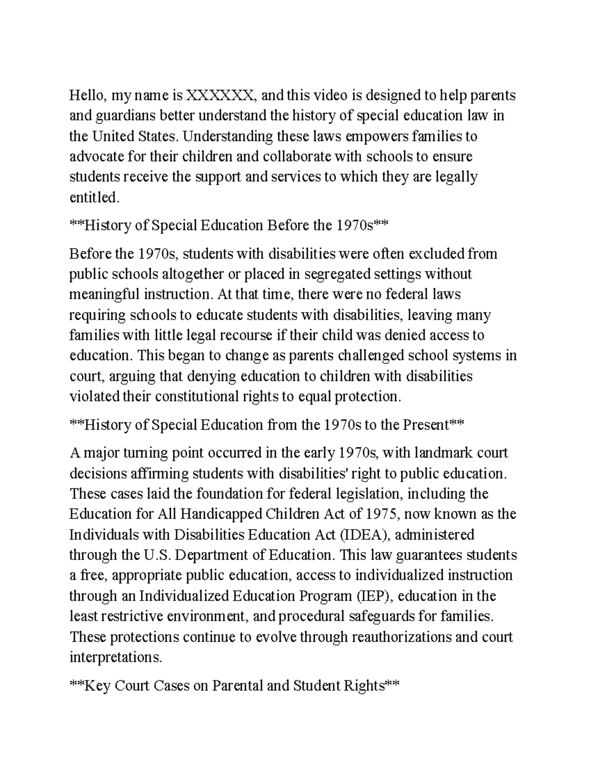 Special Education Law Overview: Empowering Parents & Guardians - Studocu