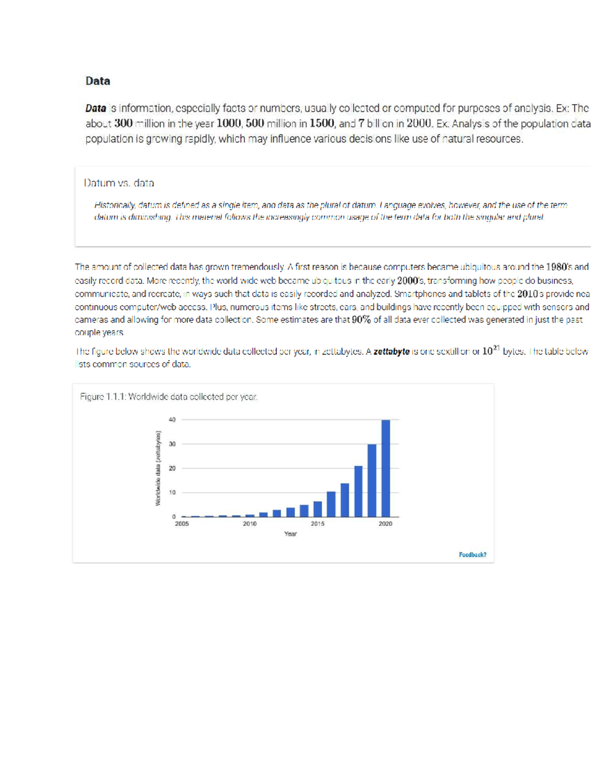 Wk1notes - notes for week 1 module - Data analytics Types of ...