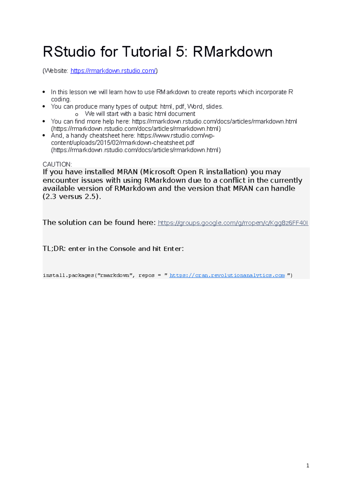 RStudio Tutorial 5: Learning RMarkdown for Reports and Plots - Studocu