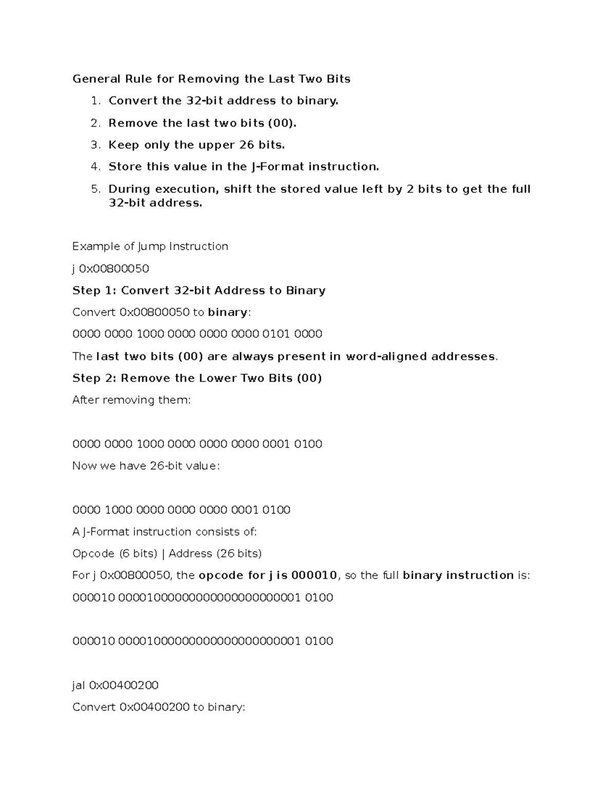 J-Format Instruction and Jump Address Optimization in MIPS - General ...