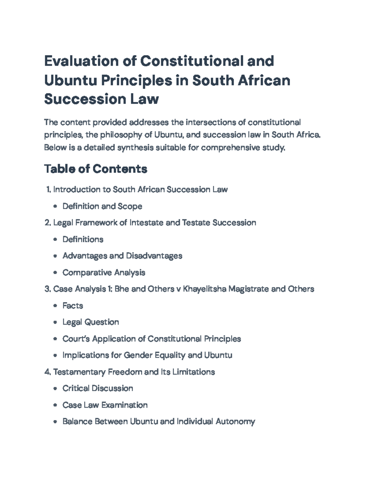 Analysis of Ubuntu and Constitutional Principles in SA Succession Law ...