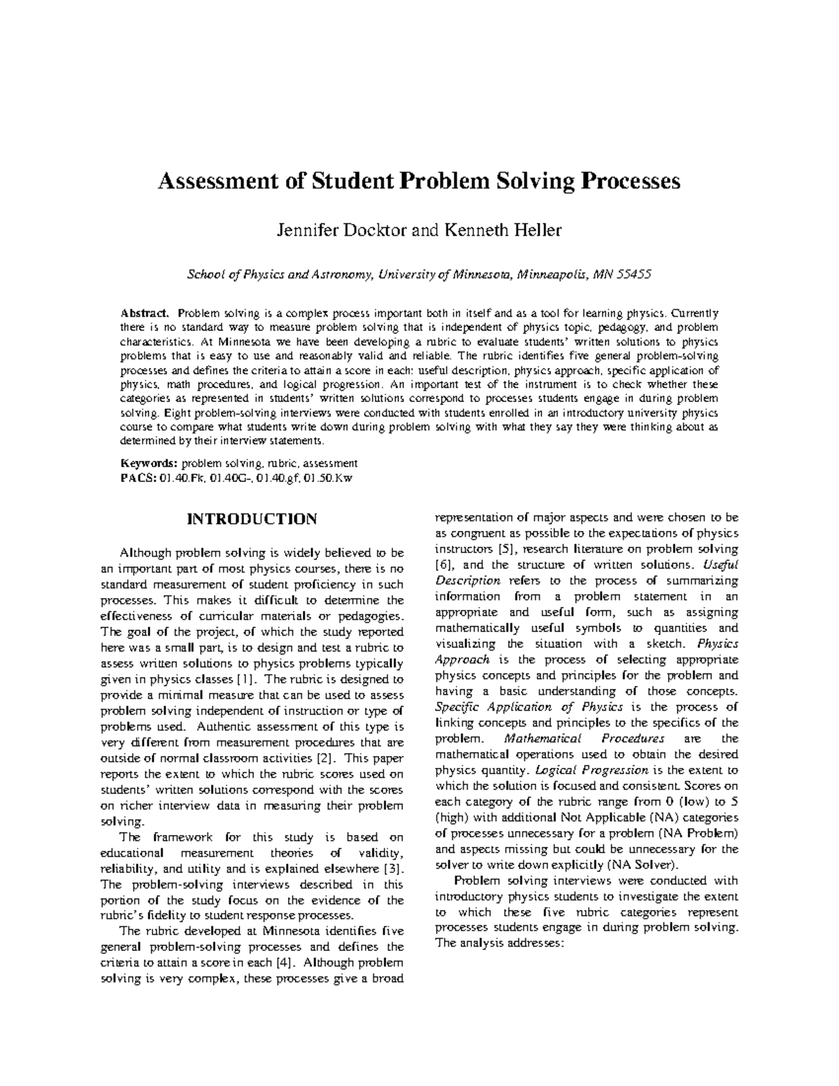 PERC09: Evaluating Student Problem Solving in Introductory Physics ...