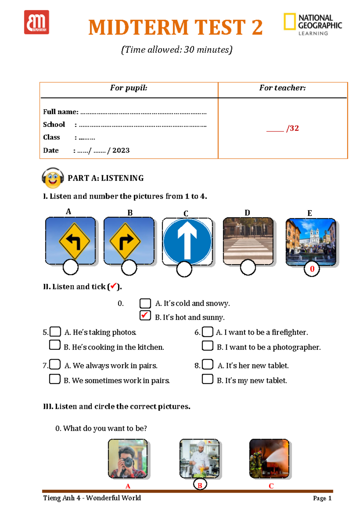 TA 4 - WW - Midterm Test 2 - Listening & Reading Section Answers - Studocu