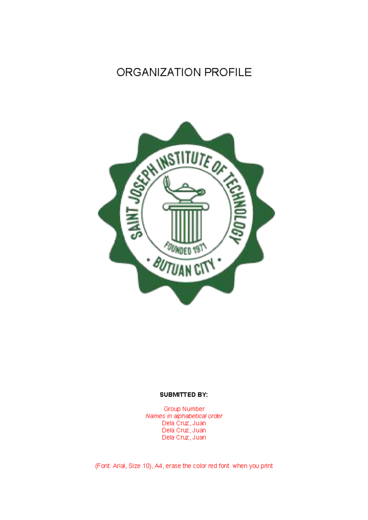 Organization Profile Format Guidelines for Submission - Studocu