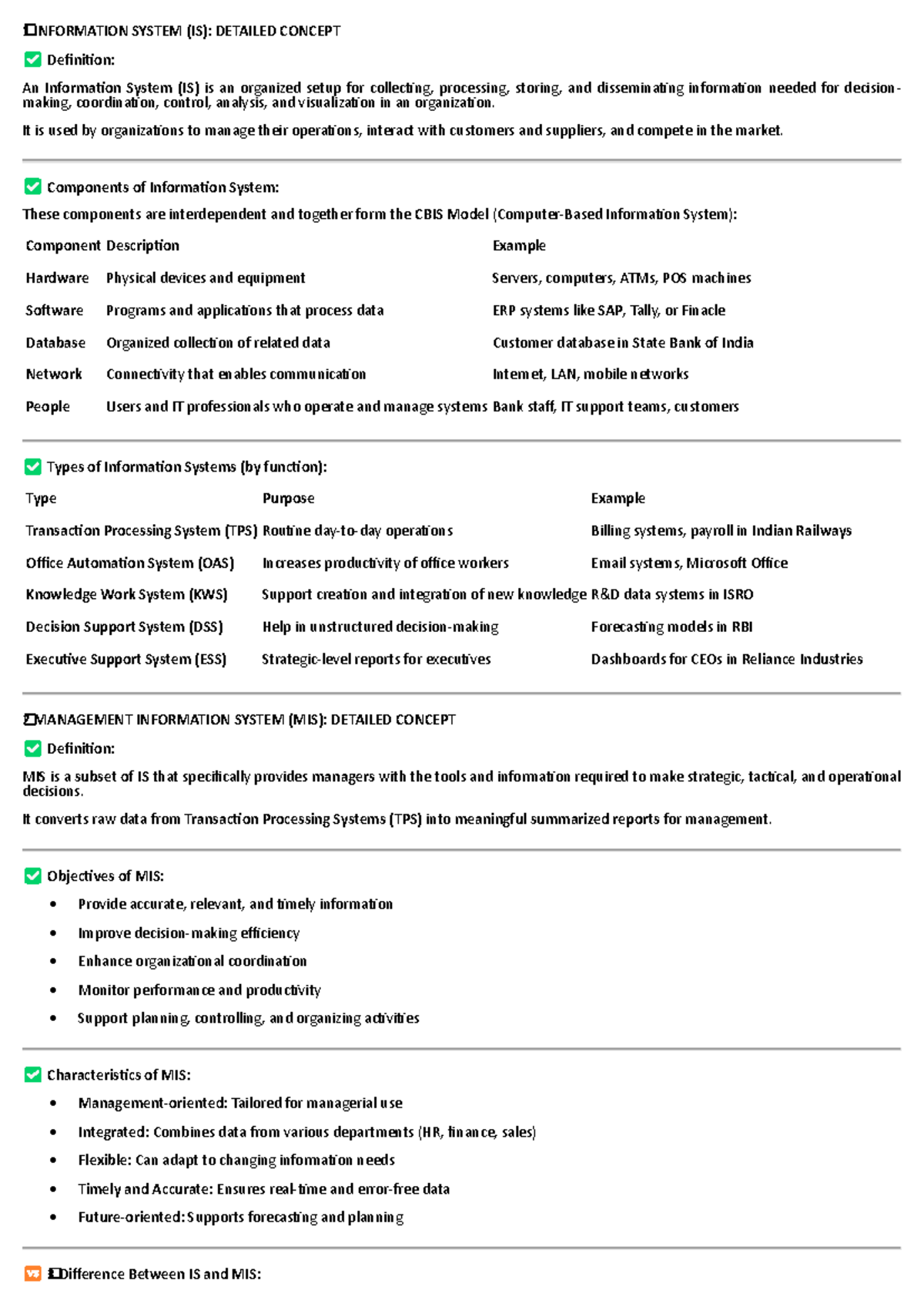 MIS 1 - NLU: Comprehensive Overview of Information Systems and ...