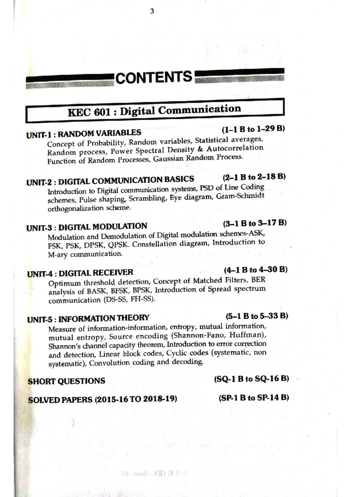 DC 601: Digital Communication I - Random Variables & Key Concepts - Studocu