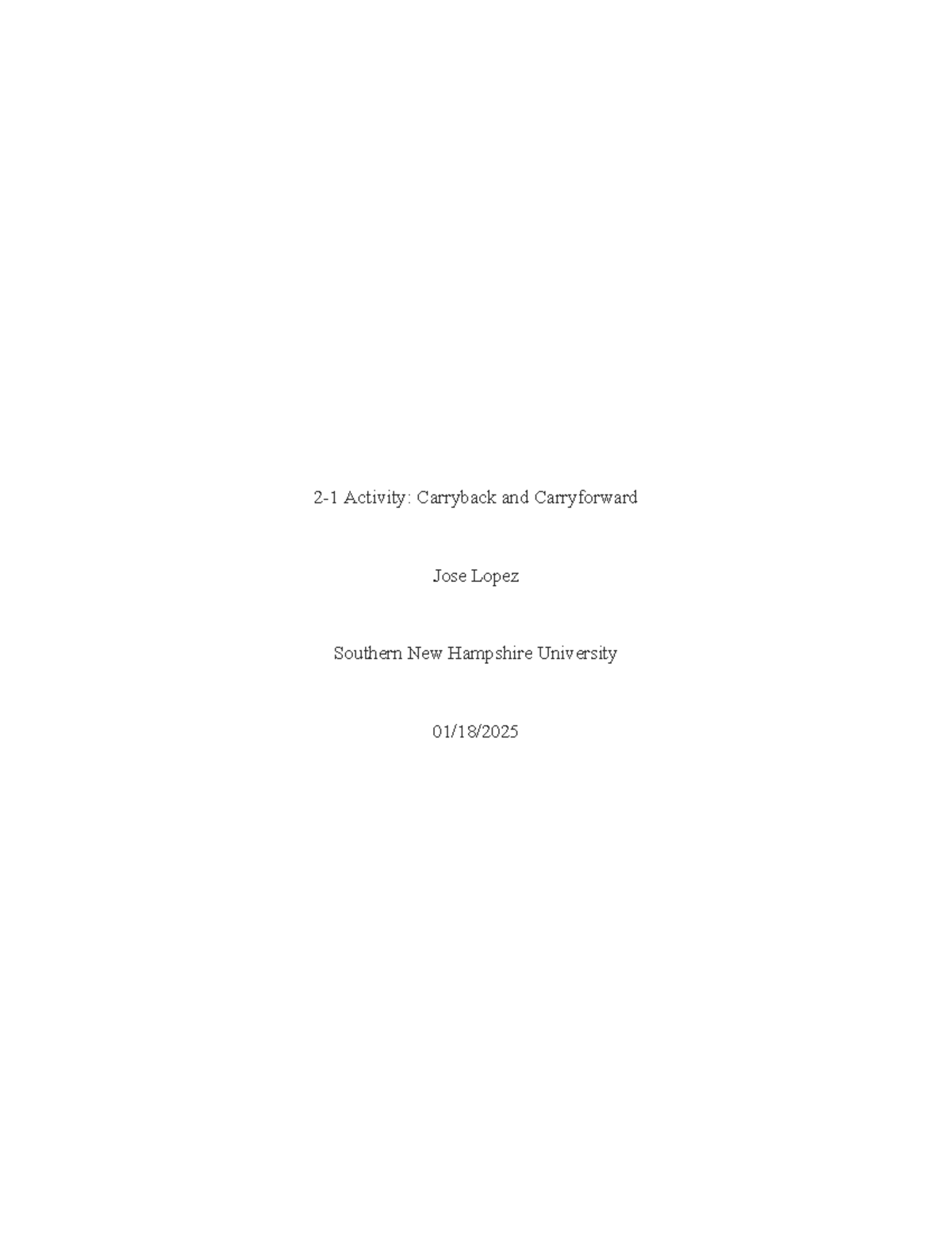 2-1 Activity Carryback and Carryforward - Utilizing the loss to offset ...