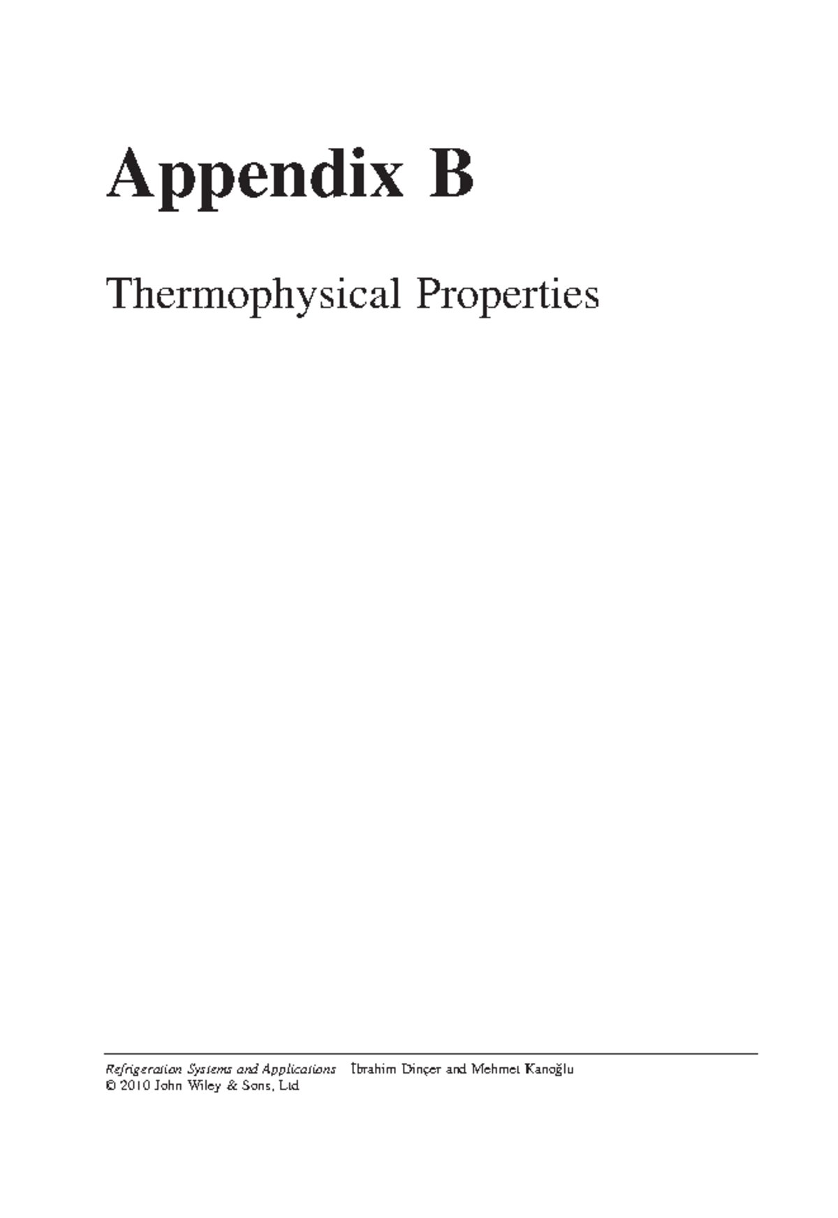 Appendix B: Thermophysical Properties of Refrigeration Systems (ME 422 ...