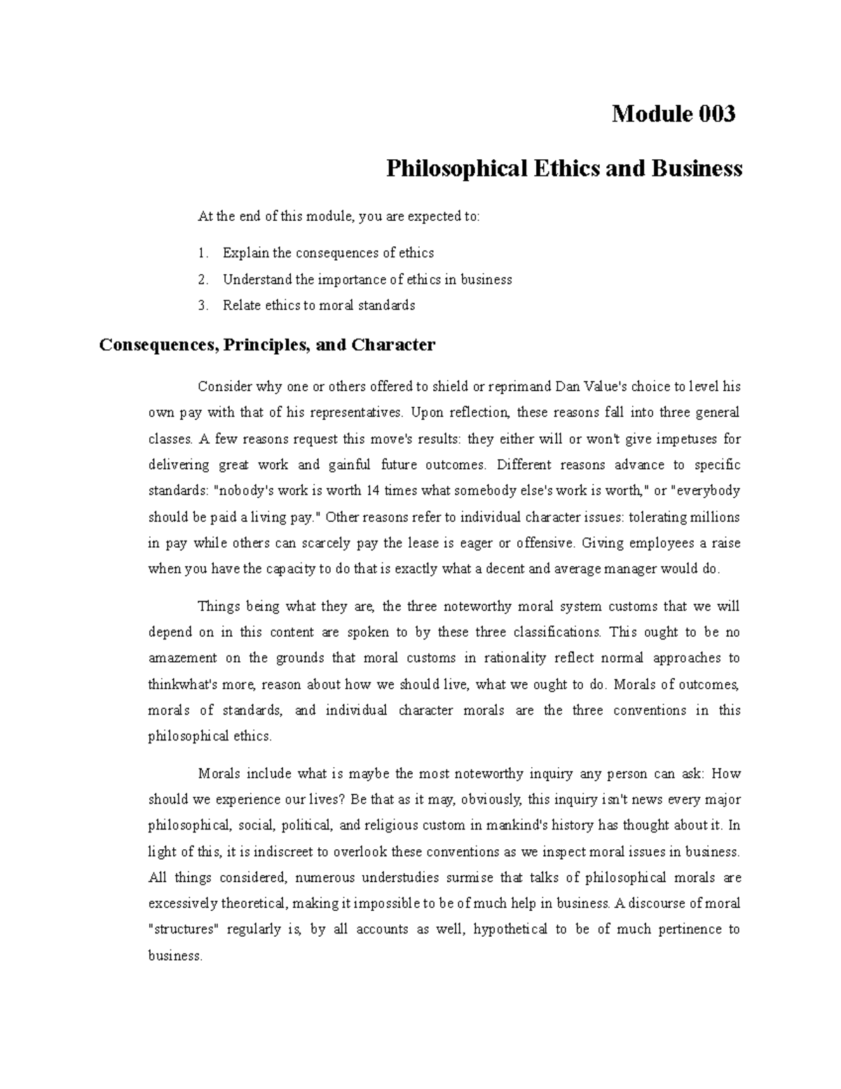 Module 003 - Overview of Ethical Issues in Business Ethics - Studocu