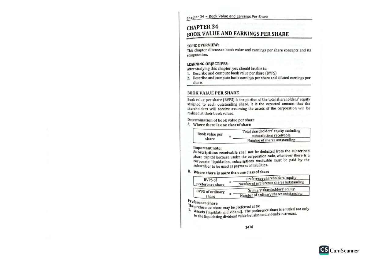 Chapter 34: Book Value and Earnings Per Share Analysis and Computation ...