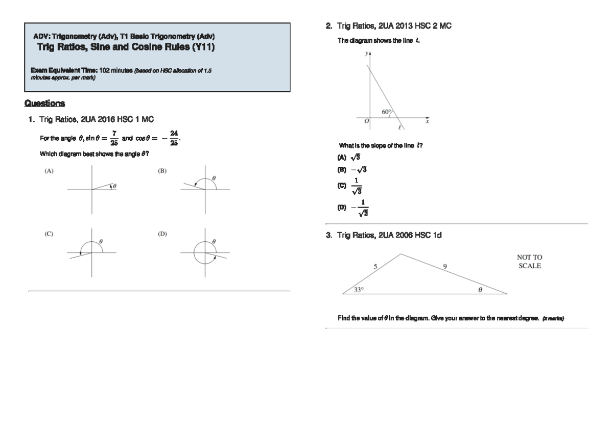 Basic Trigonometry Concepts and Applications in Math Study - Studocu