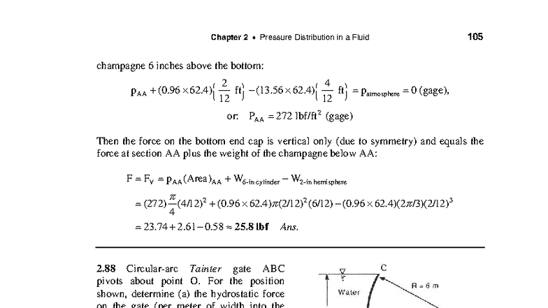 Chapter 2: Pressure Distribution in Fluids - Fluid Mechanics 105 - Studocu