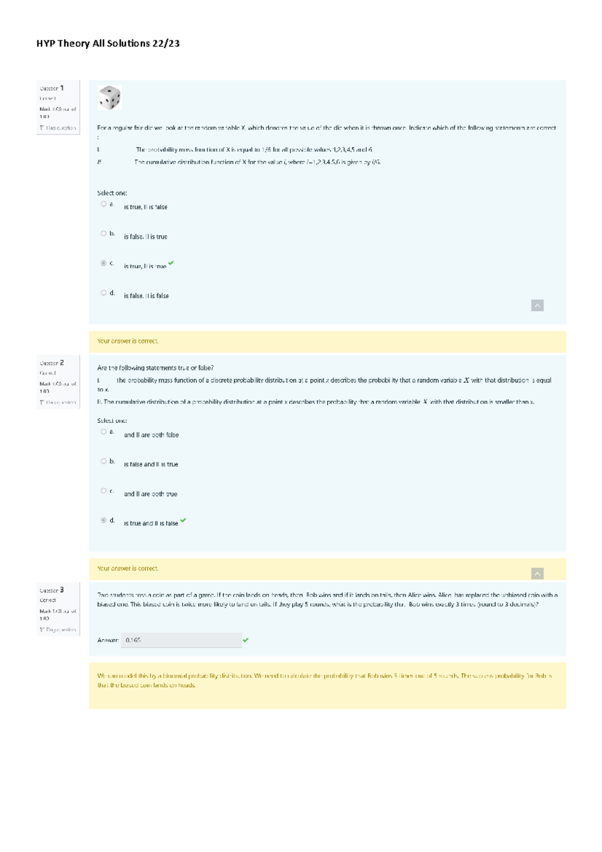 HYP Theory Complete Solutions for 2022/2023 Academic Year - Studeersnel