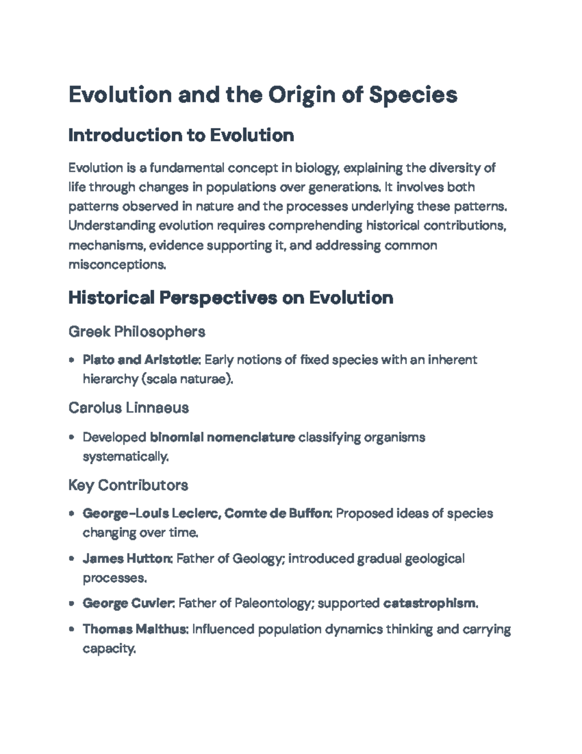 Course Code BIO101: Evolution and the Origin of Species Overview ...