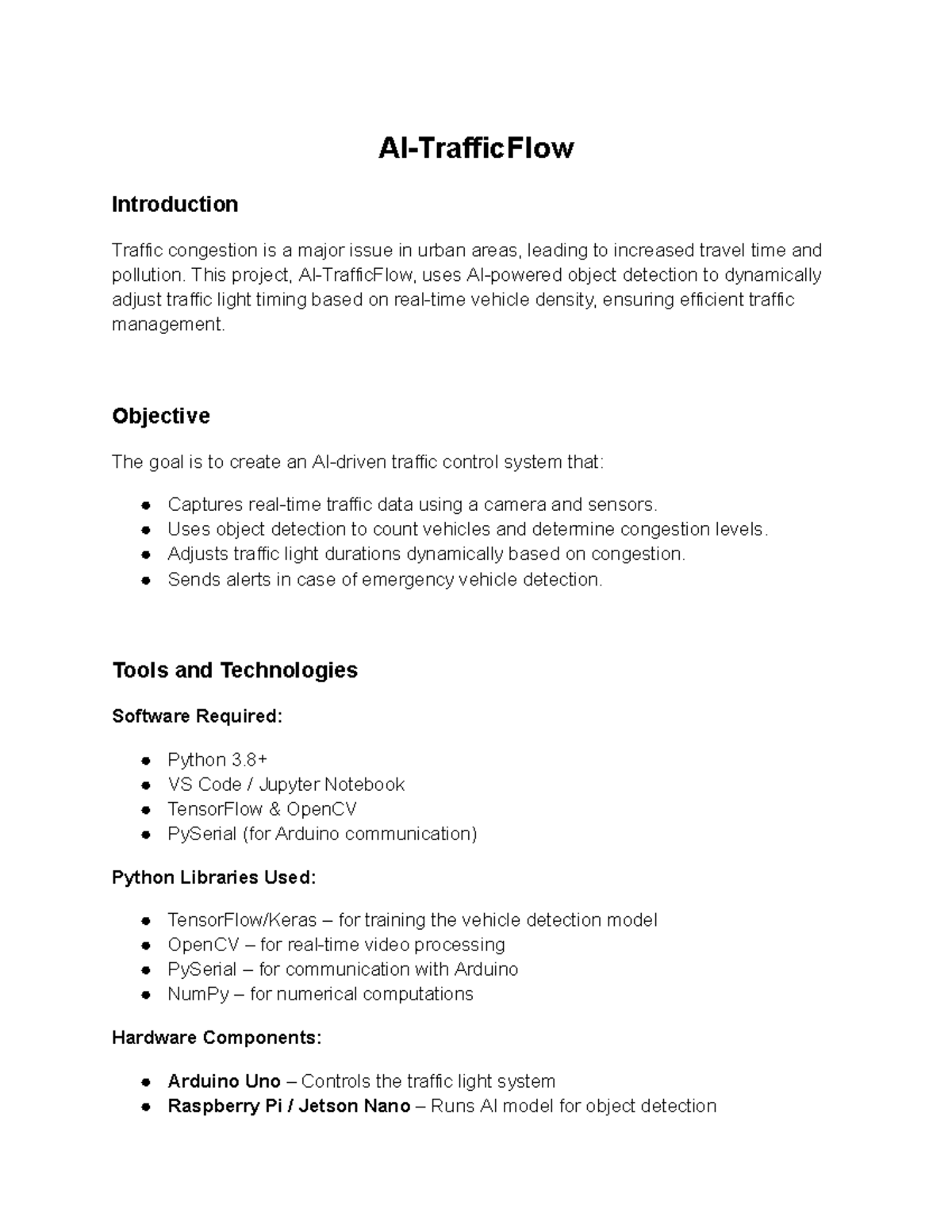 AI-TrafficFlow: Smart Traffic Management Using AI & Arduino Techniques ...