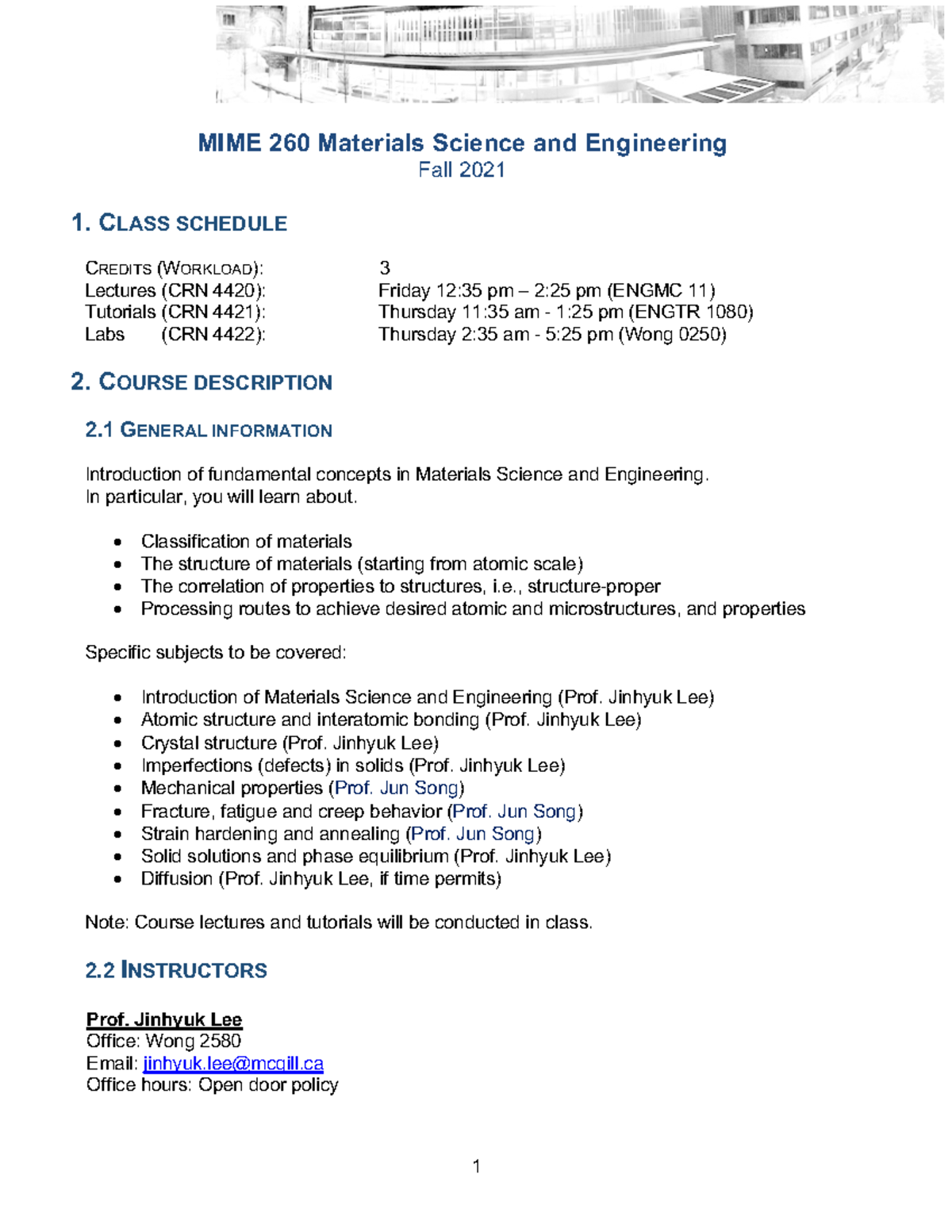 MIME 260 Materials Science & Engineering Course Outline Fall 2021 - Studocu