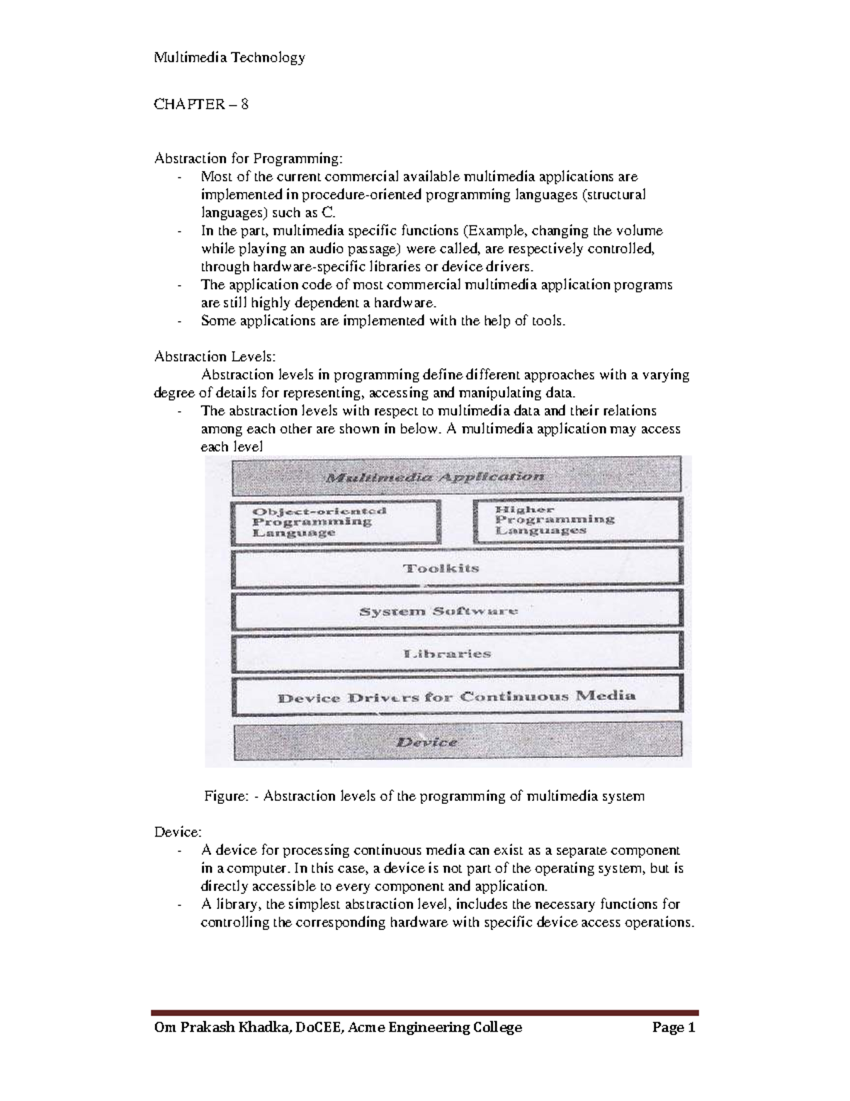 Multimedia Technology CHAPTER 8: Abstraction Levels in Programming ...