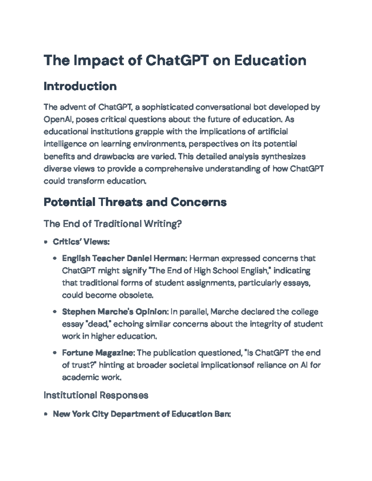 The Impact of ChatGPT on Education: Opportunities and Challenges - The ...