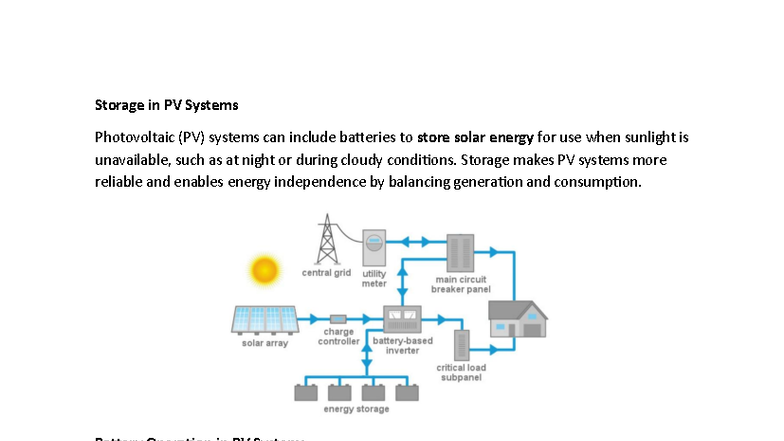 Unit 2: Storage in PV Systems - Study Material on Battery Operations ...