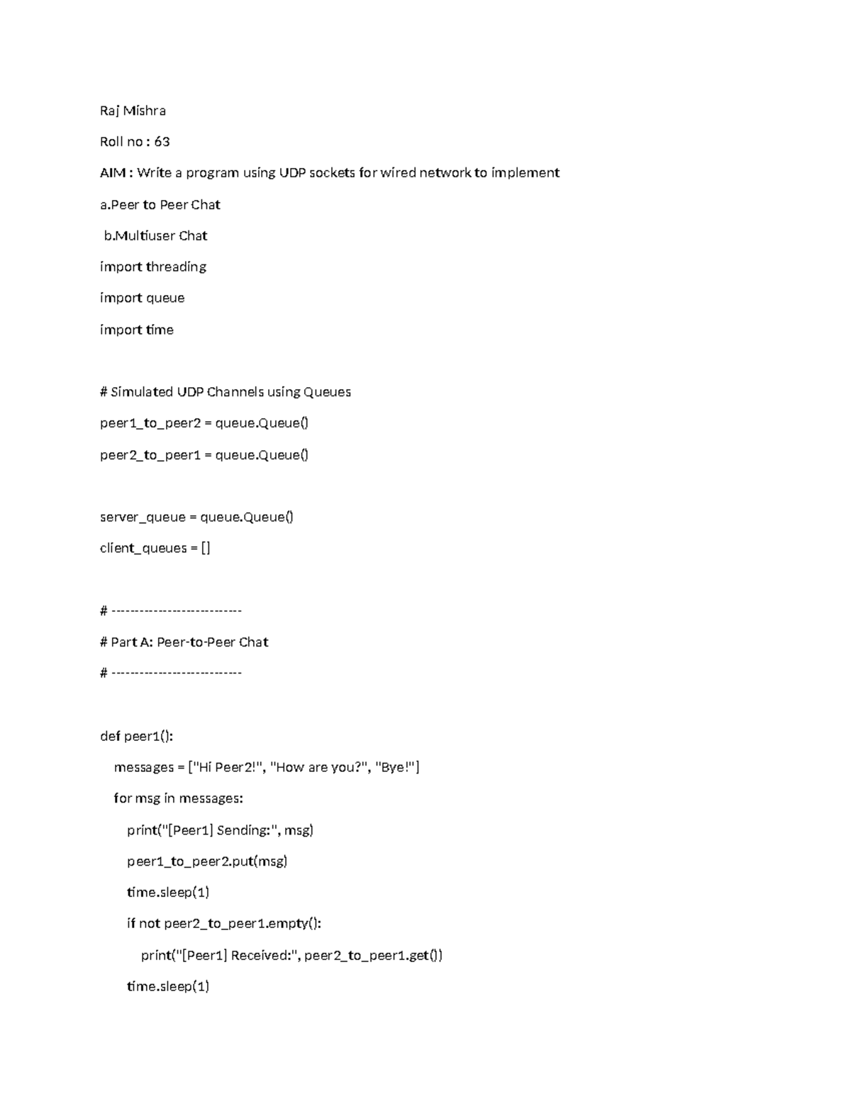 Prac9 - UDP Sockets for Peer-to-Peer & Multiuser Chat Implementation ...