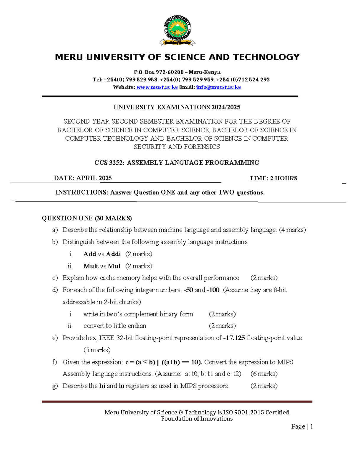 CCS 3252: Assembly Language Programming Exam Notes - Studocu