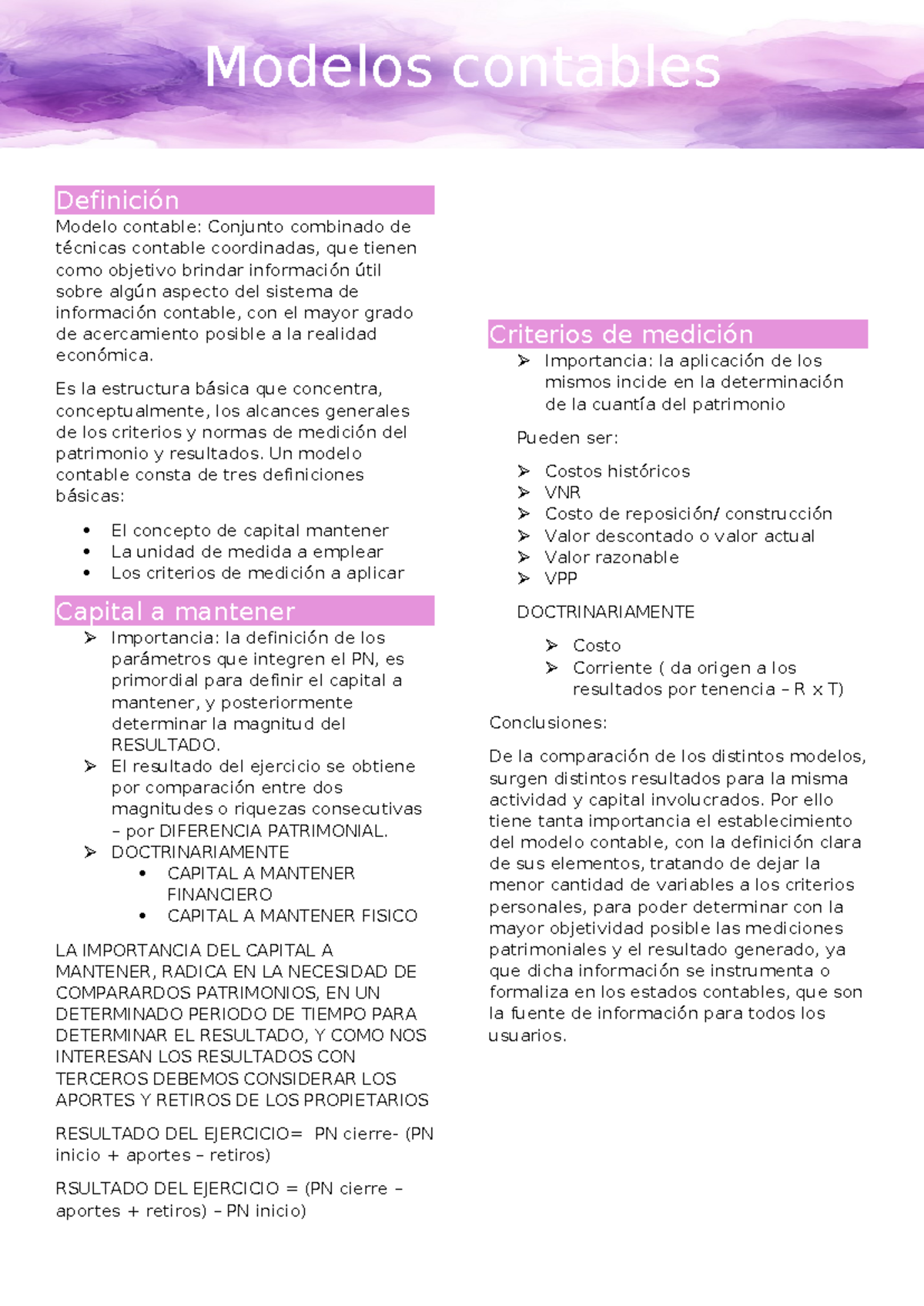 Modelos Contables: Definición y Criterios de Medición - Studocu