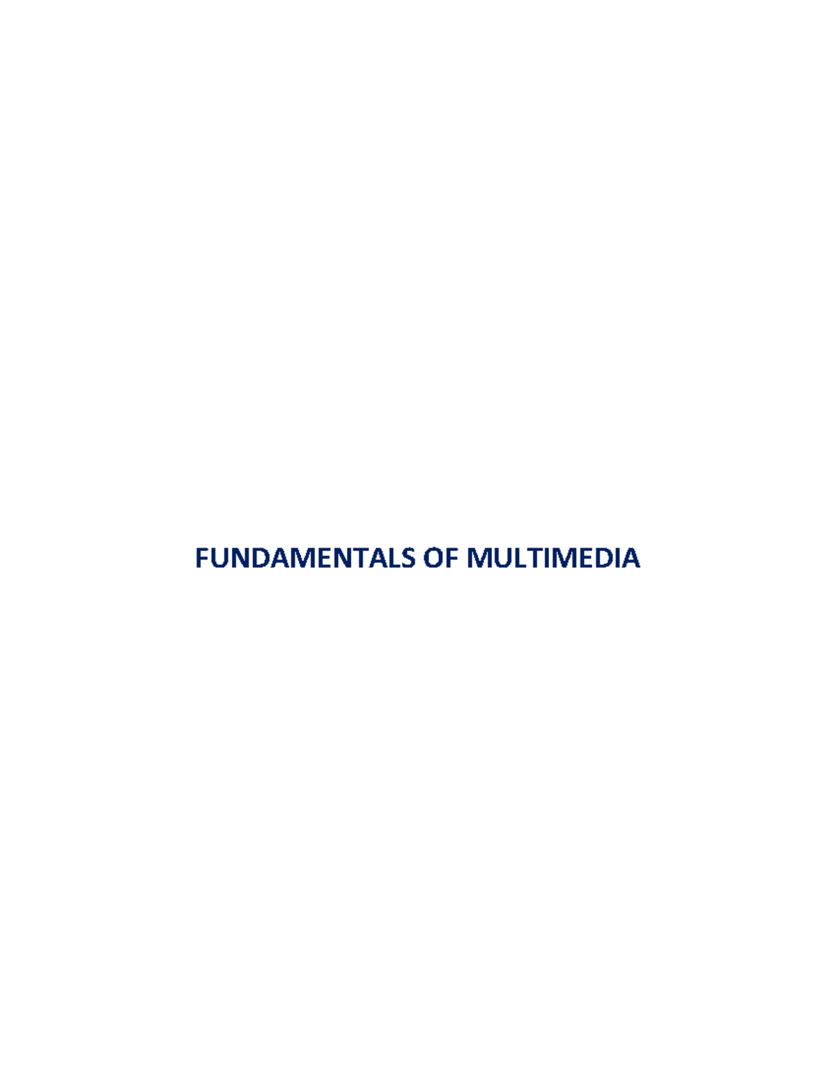 Fundamentals of multimedia v4 - Table of Contents 1 Introduction to ...