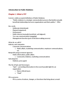 Public Relations - Study Notes & Assignments - Studocu