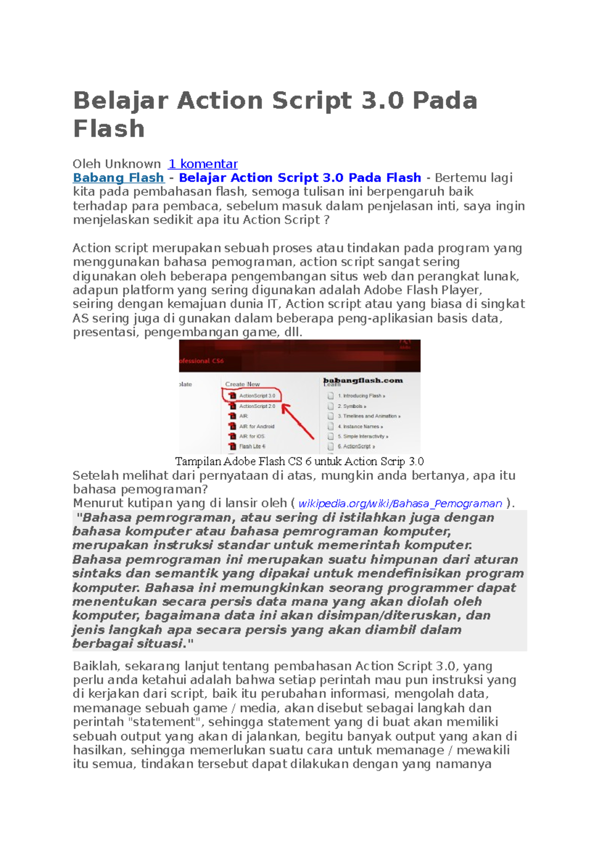 Belajar Action Script 3.0: Dasar-dasar dan Penerapan dalam Flash - Studocu